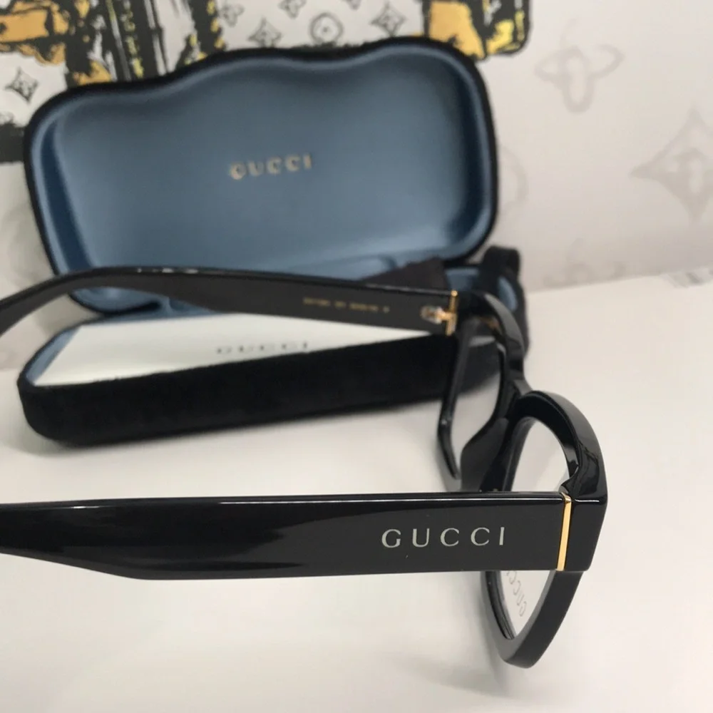 ✨ Luxury New Authentic Gucci GG1138O 001 Black Square Eyeglasses ✨
